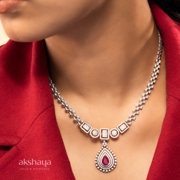 Diamond Necklace with Stone