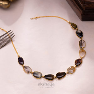 Gold Necklace with Semi Precious Stone