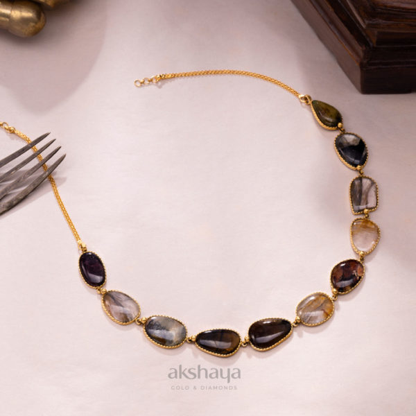 Gold Necklace with Semi Precious Stone
