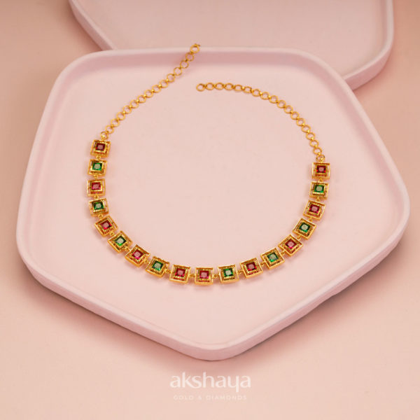 Gold Necklace with Stone