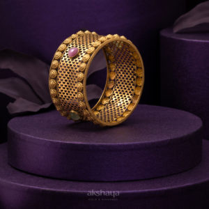 Gold Bangle with Stone