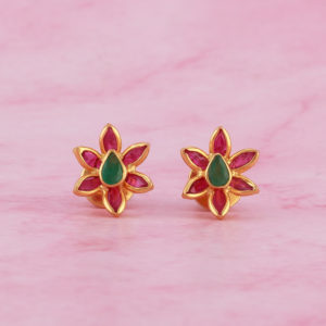 Gold Stud Earring with Stone
