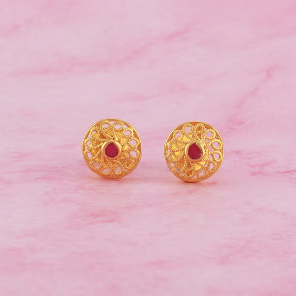 Gold Stud Earring with Stone