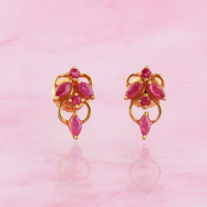 Gold Stud Earring with Stone
