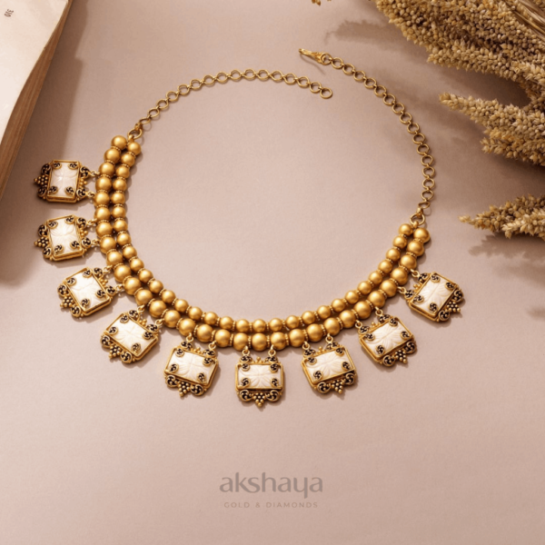 Gold Necklace with Stone