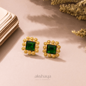 Gold Stud Earring with Stone