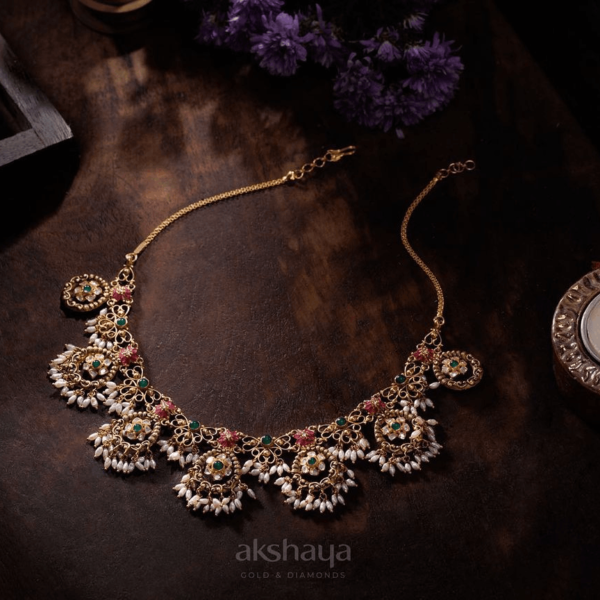 Gold Necklace with Precious Stone
