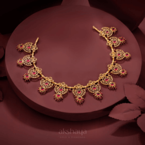 Gold Necklace with Stone