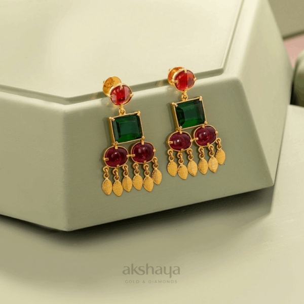 Gold Earring with Stone