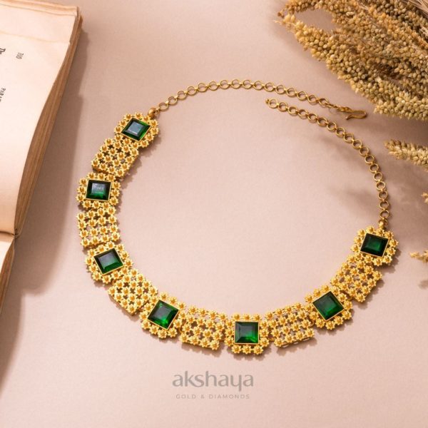 Gold Necklace with Stone