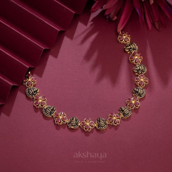 Gold Necklace with Precious Stone