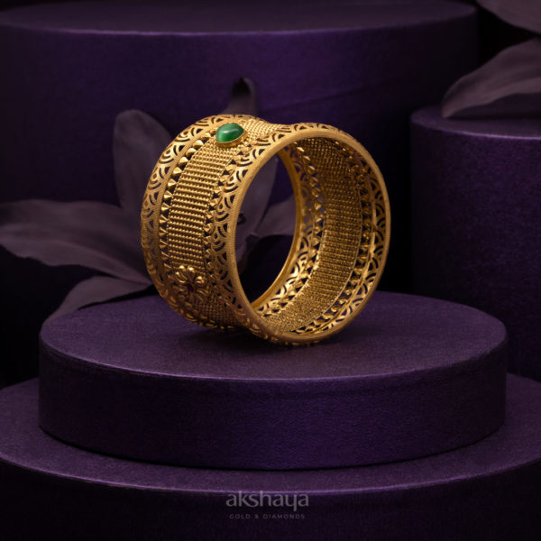 Gold Bangle with stone