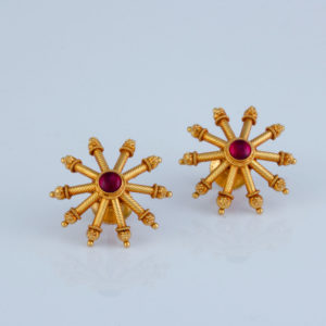 Gold Stud Earring with Stone