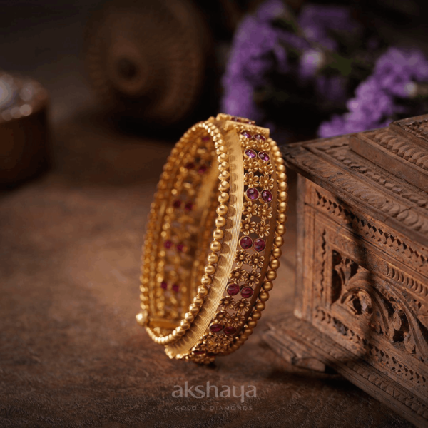 Gold Bangle with Stone