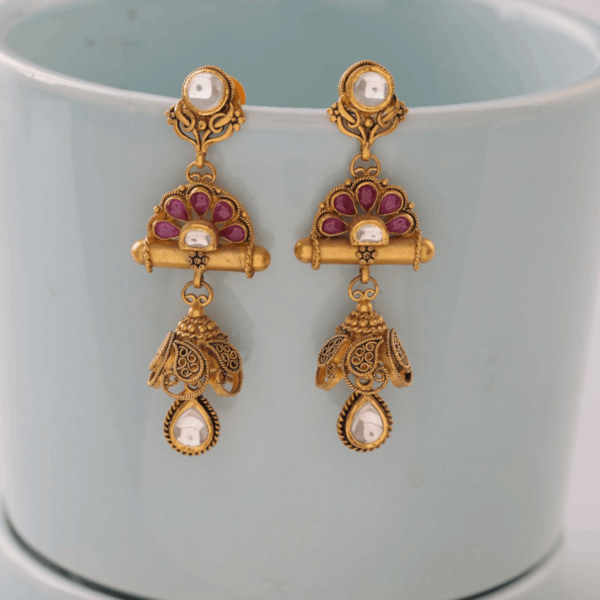 Gold Earring with Stone