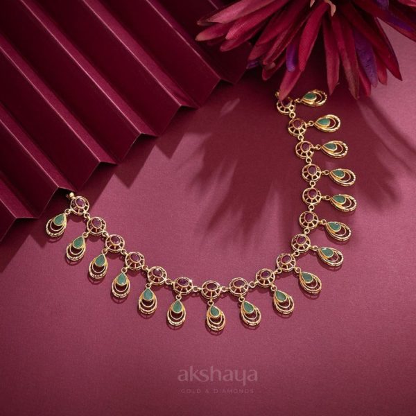 Gold Necklace with Precious Stone
